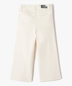 Jean fille coupe large taille haute avec ceinture ajustable